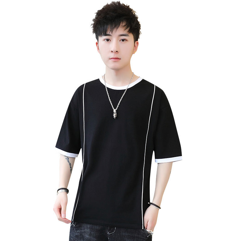 Round Neck Line Shortsleeved Men's Casual Halfsleeve Youth Summer Tshirt